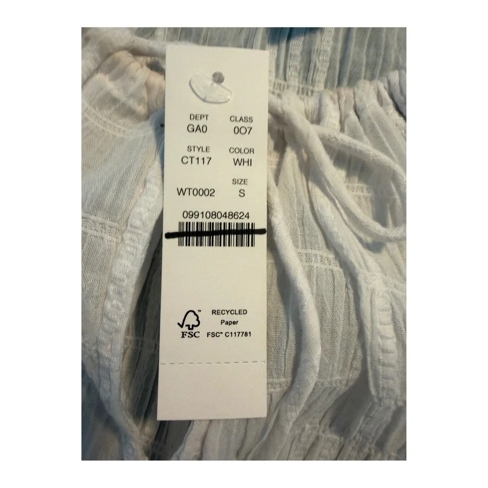 J. Crew Tie Front Popover Top White Seersucker Long Sleeve S